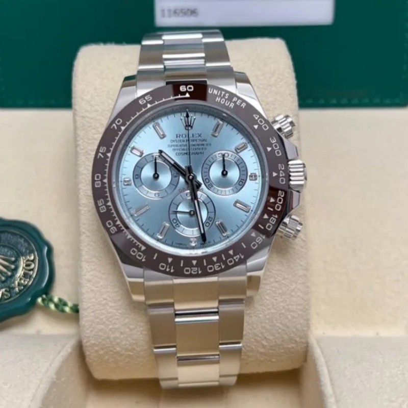 Rolex Daytona Ice Blue Dial Platinum Watch 116506 40MM - WatchesReplica.is