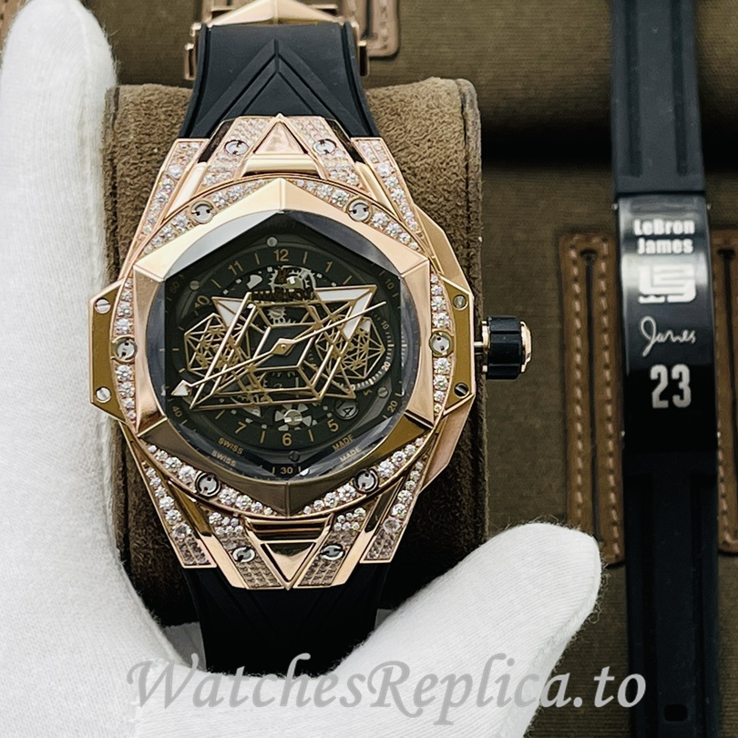 Hublot Replica Big Bang Sang Bleu II Rubber strap 45MM - WatchesReplica.is