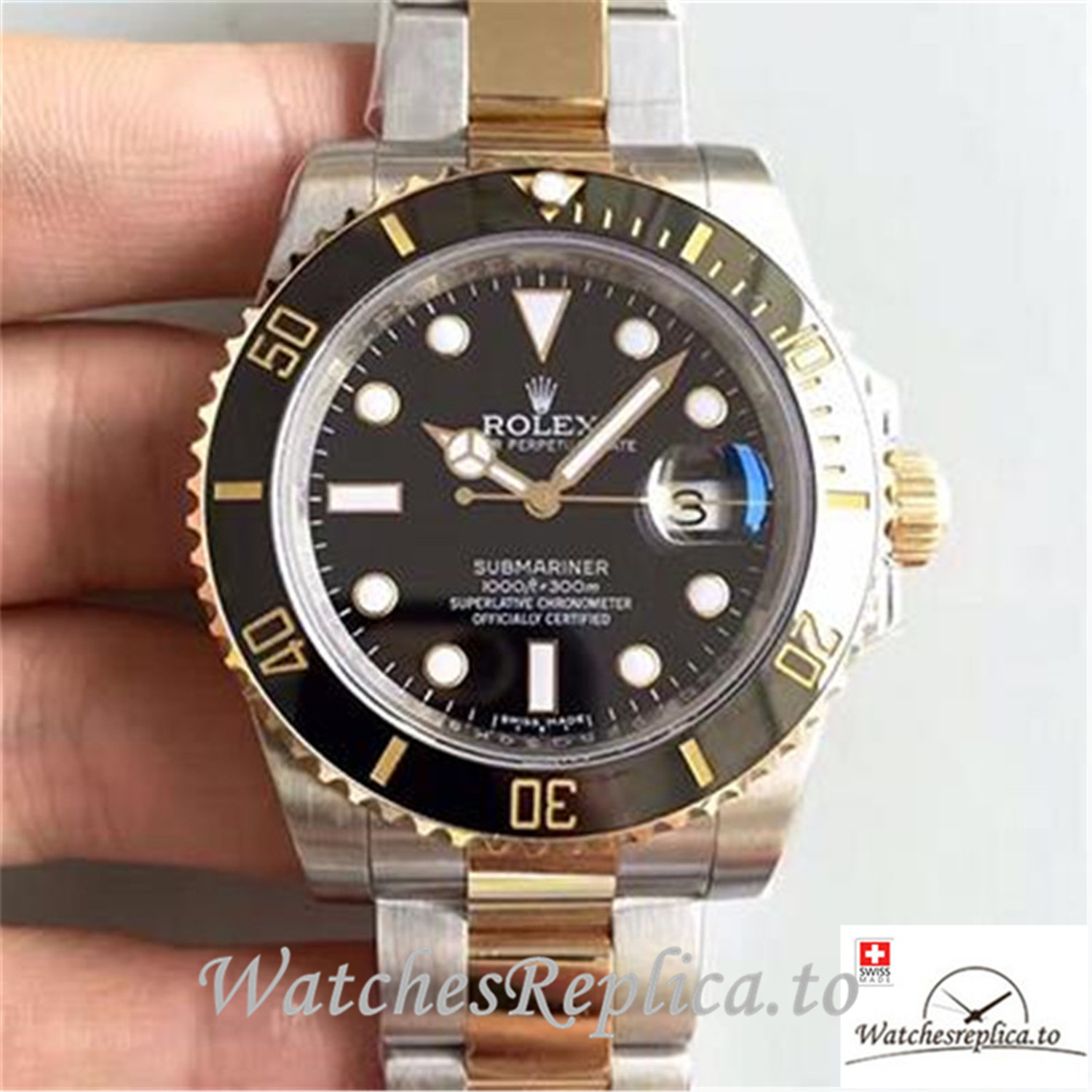 Swiss Rolex Submariner Date Replica 116613LN Black Bezel 40MM - WatchesReplica.is