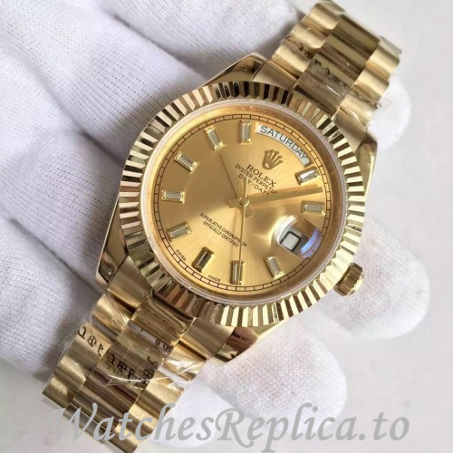 Swiss Rolex Day Date Replica 228348 Yellow Gold strap 40MM - WatchesReplica.is