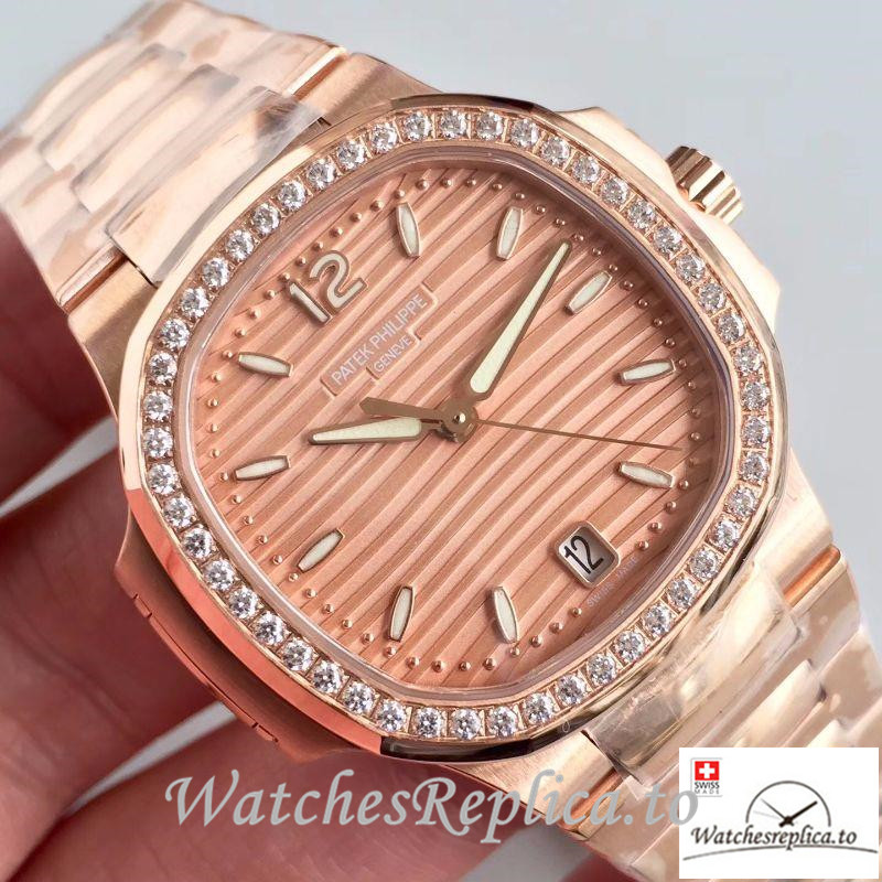 Swiss Patek Philippe Nautilus Ladies Replica 7118/1200R Diamonds Bezel 35.2MM - WatchesReplica.is