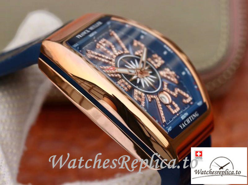 Swiss Franck Muller Vanguard Replica V45 001 Blue Strap 45MM - WatchesReplica.is