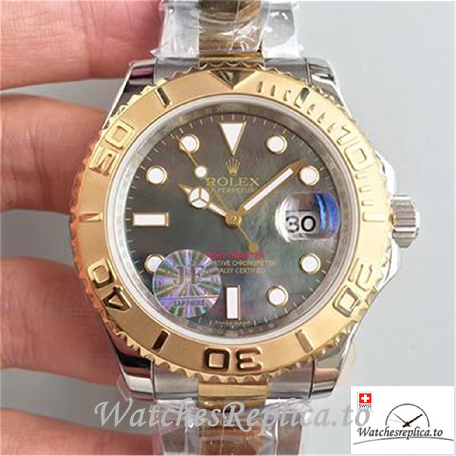 Swiss Rolex Yacht Master Replica 116621 001 Rose Gold Bezel 40MM - WatchesReplica.is