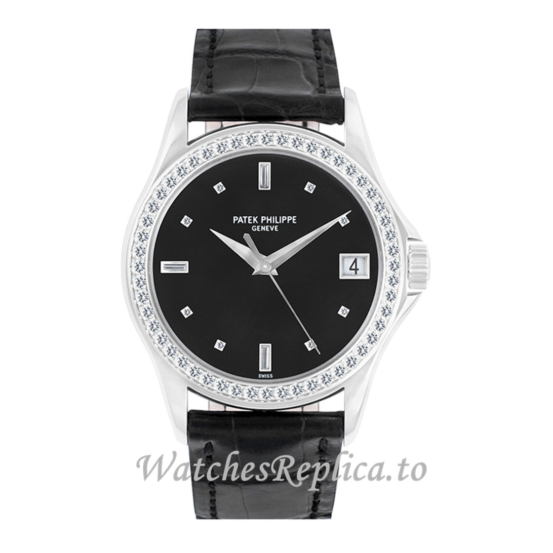 Replica Patek Philippe Calatrava White Gold with Diamond Bezel 5108G 41MM - WatchesReplica.is