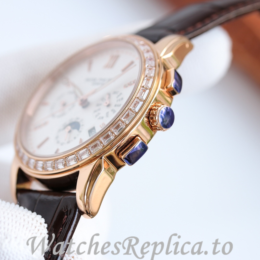 Patek Philippe Replica Annual Calendar Leather strap 41MM - WatchesReplica.is