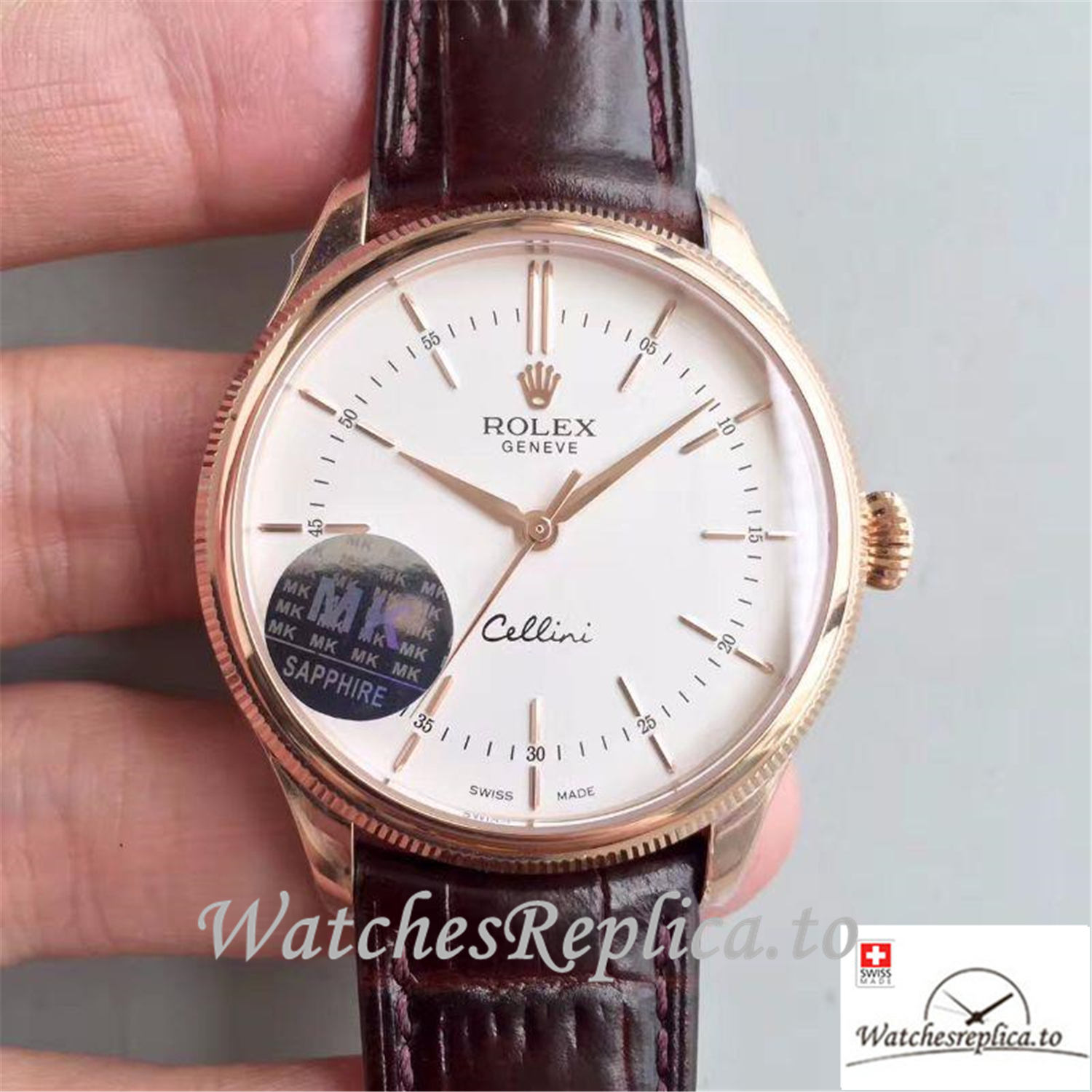 Swiss Rolex Cellini Replica 50505 001 White Dial 39MM - WatchesReplica.is