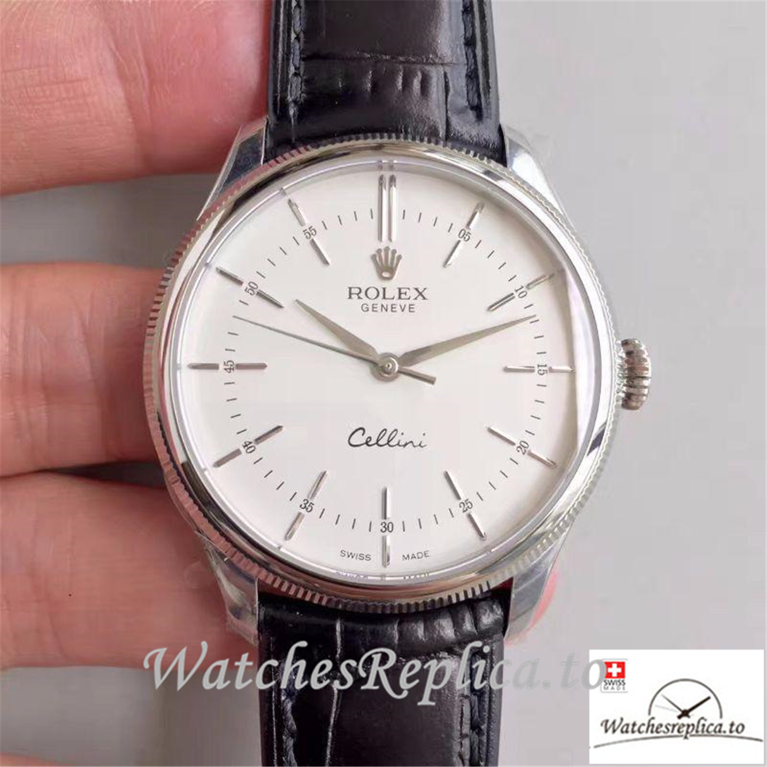 Swiss Rolex Cellini Replica 50509 White Dial 39MM - WatchesReplica.is