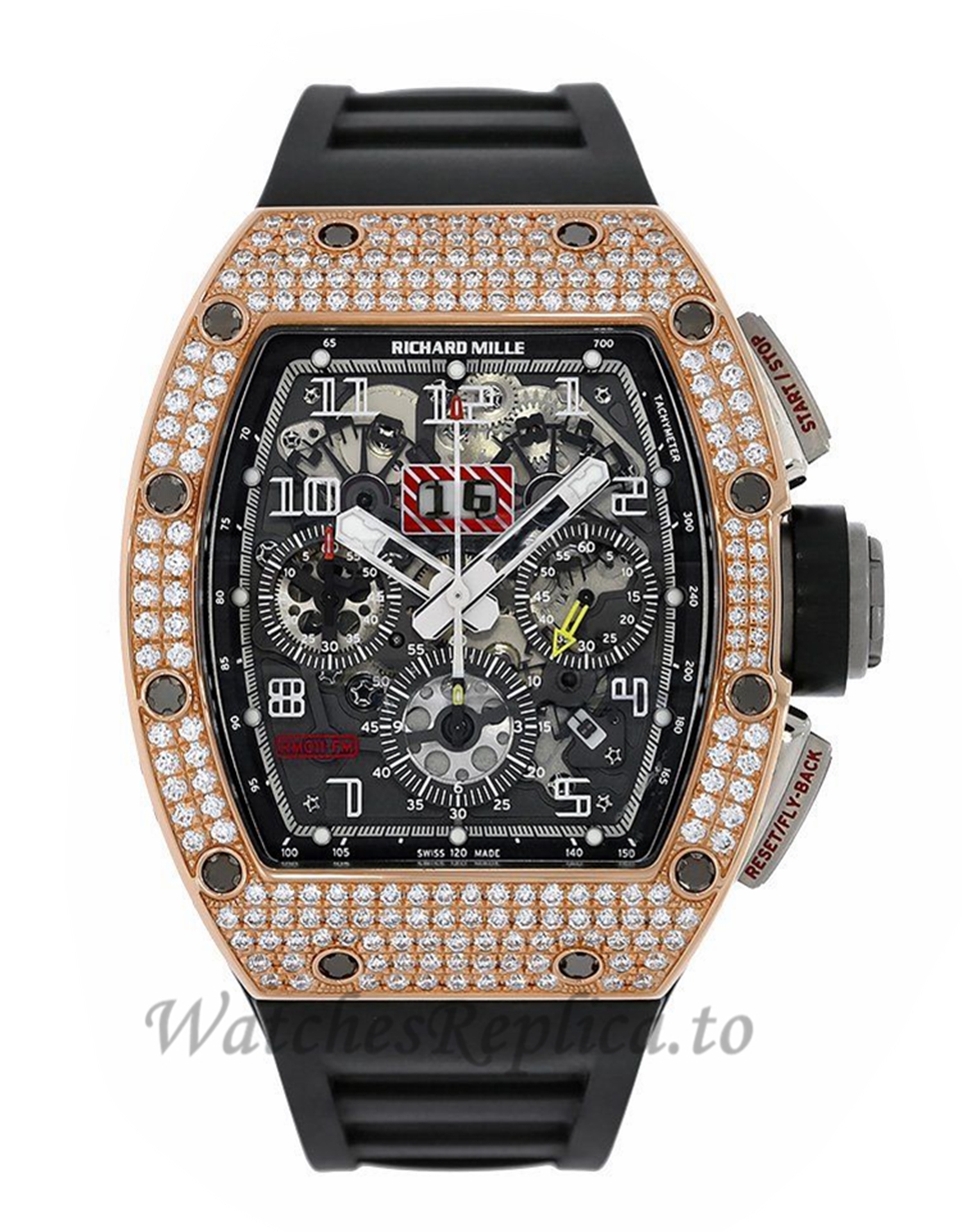 Richard Mille Replica Felipe Massa Titanium and Rose Gold Diamond Pave Chronograph 50MM M01107018 - WatchesReplica.is
