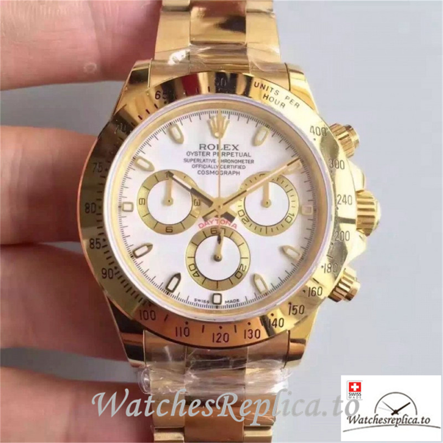 Swiss Rolex Daytona Cosmograph Replica 116528 001 Yellow Gold Bezel 40MM - WatchesReplica.is