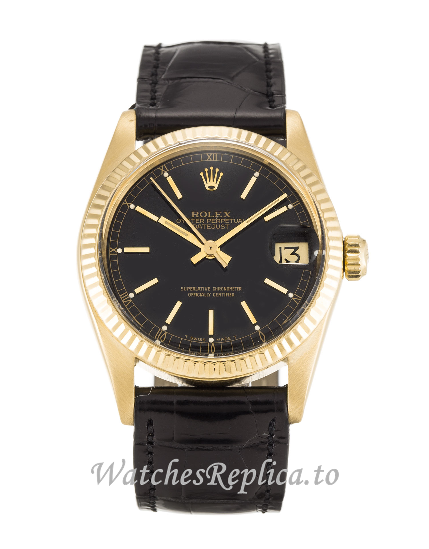 Rolex Mid Size Datejust Black Dial 6827 - WatchesReplica.is