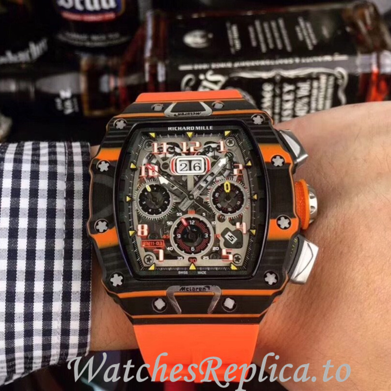 Richard Mille Replica RM011 Rubber strap 50MM - WatchesReplica.is