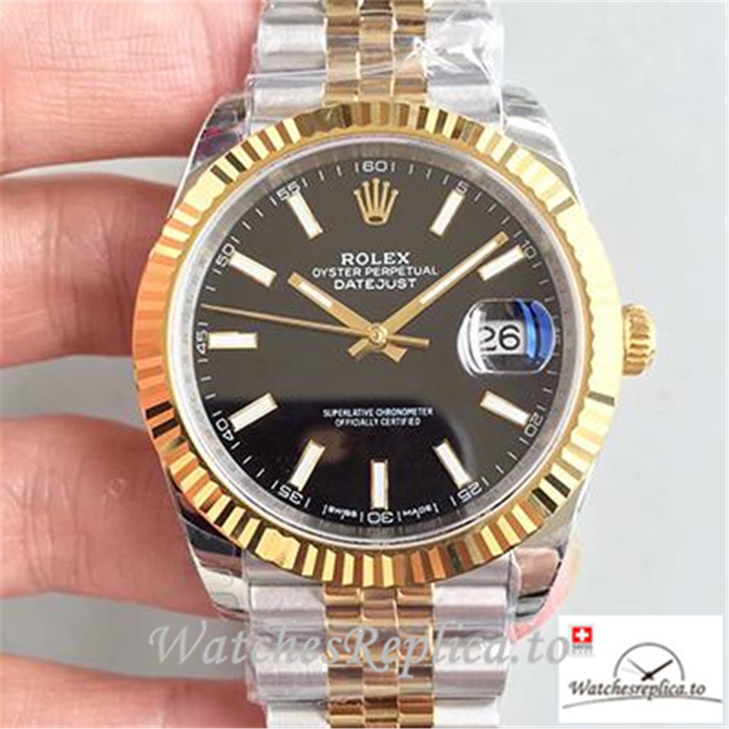 Swiss Rolex Datejust Replica 116333 Black Dial 41MM - WatchesReplica.is