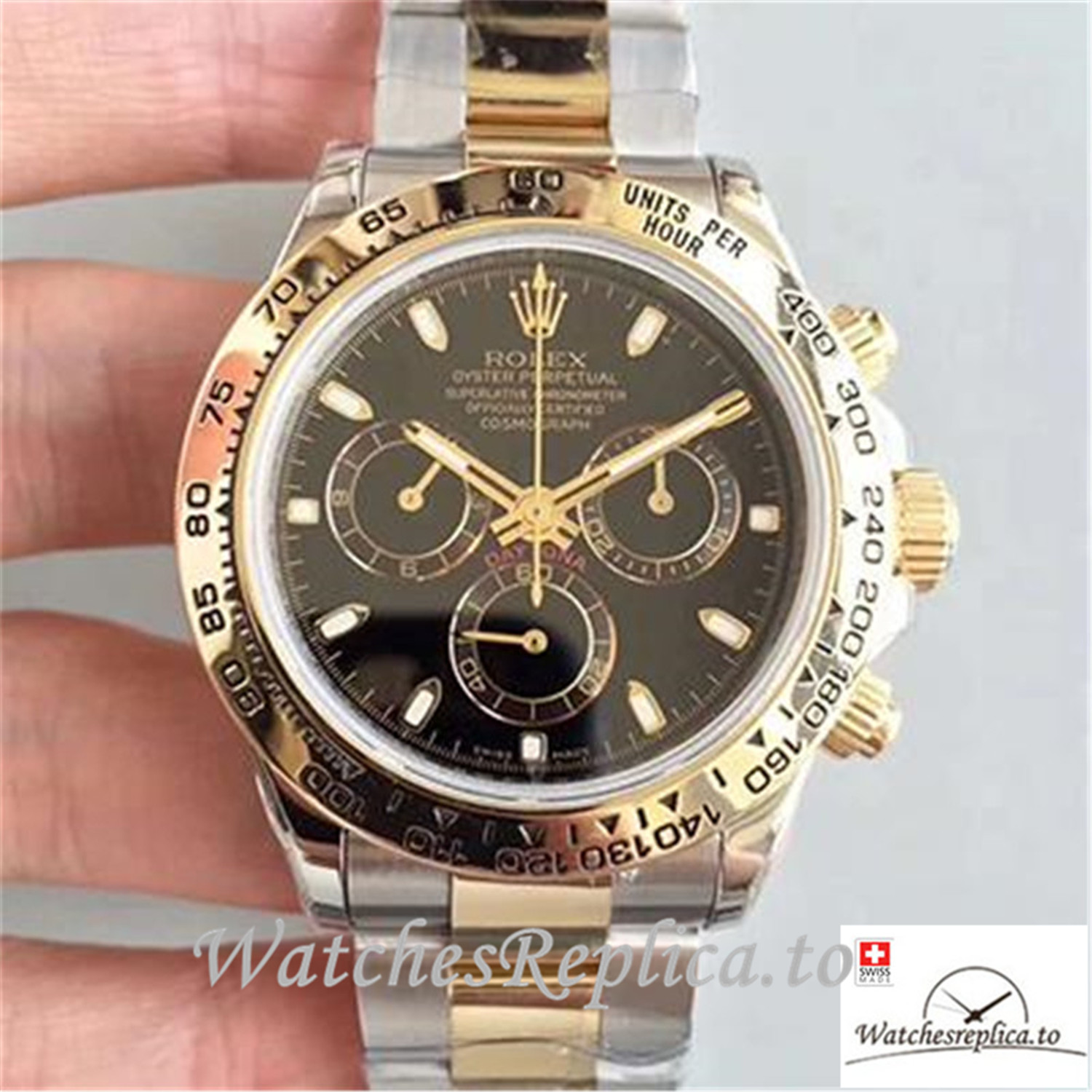 Swiss Rolex Daytona Cosmograph Replica 116503 002 Yellow Gold Strap 40MM - WatchesReplica.is