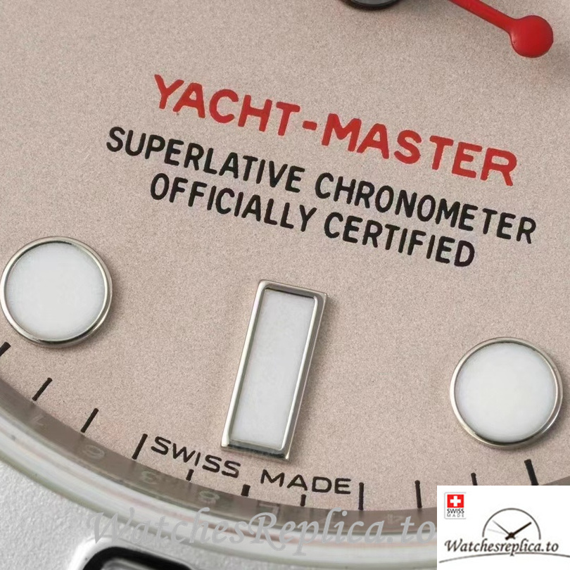 Swiss Rolex Yacht Master Replica Stainless steel strap 40MM Pink Dial - WatchesReplica.is