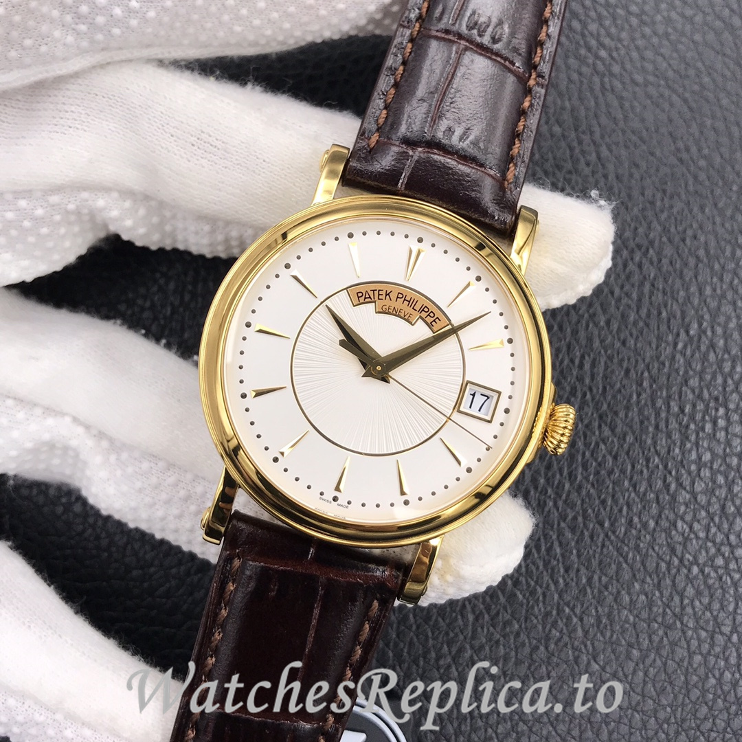 Patek Philippe Replica Calatrava 5153 Leather strap 38MM - WatchesReplica.is