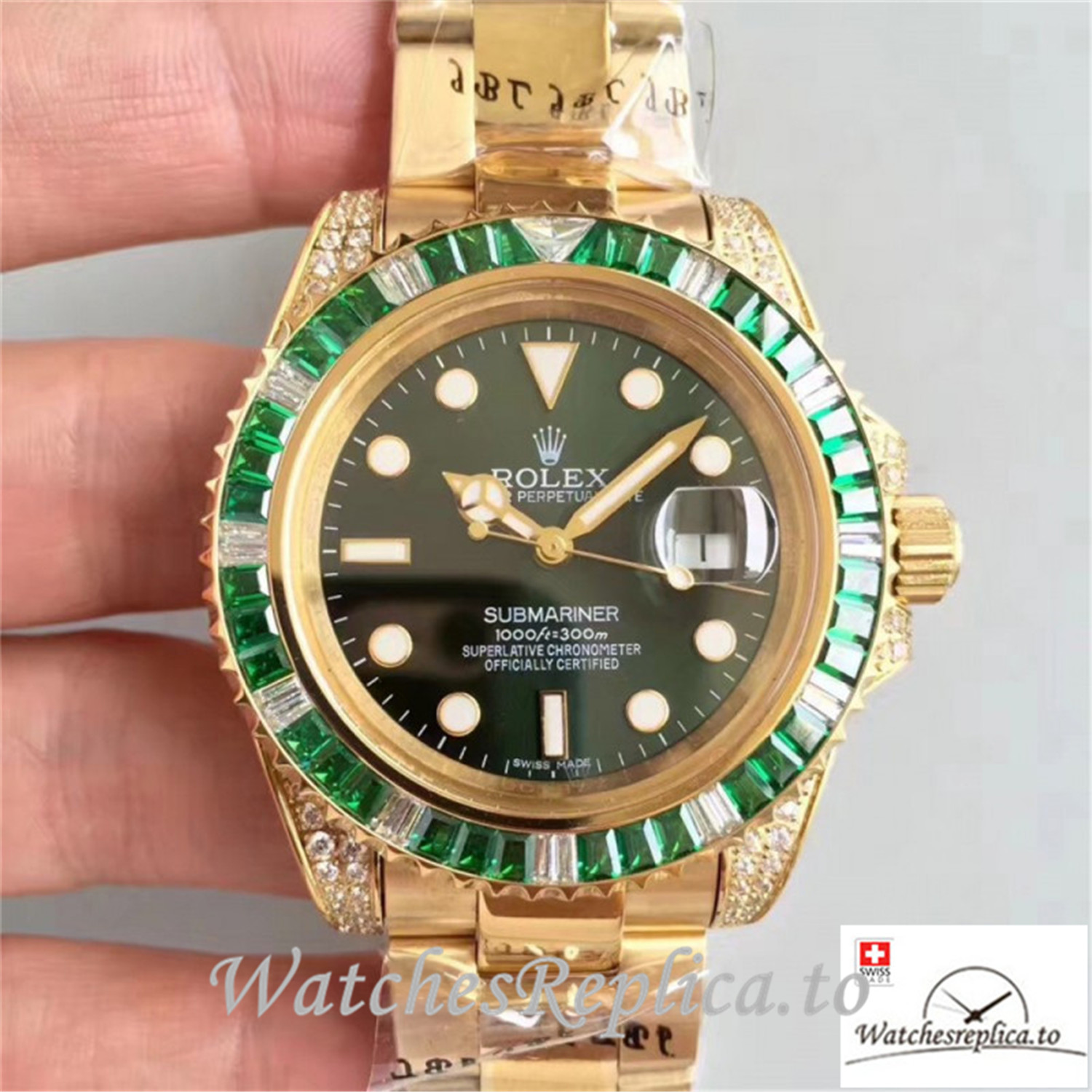 Swiss Rolex Submariner Date Replica 116618LV 18K Yellow Gold Strap 40MM - WatchesReplica.is