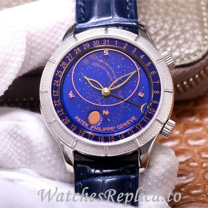 Patek Philippe Replica Complications Leather strap 42MM - WatchesReplica.is