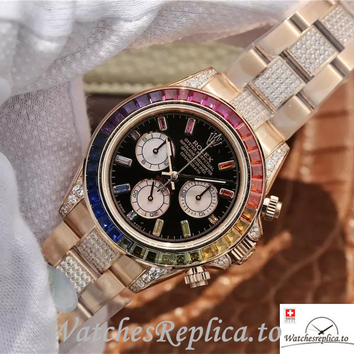 Swiss Rolex Daytona Replica 116595RBOW Rose Gold strap 40MM - WatchesReplica.is