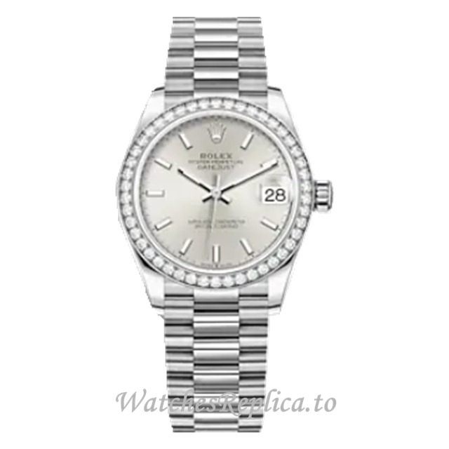 Replica Rolex Datejust m278289rbr-0012 31MM White Gold strap Ladies Watch - WatchesReplica.is