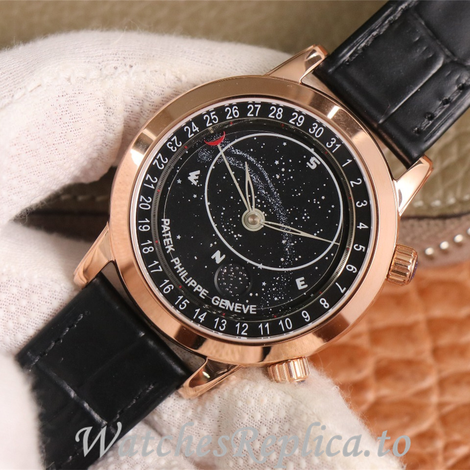 Patek Philippe Replica Complications 6104 Leather strap 44MM - WatchesReplica.is