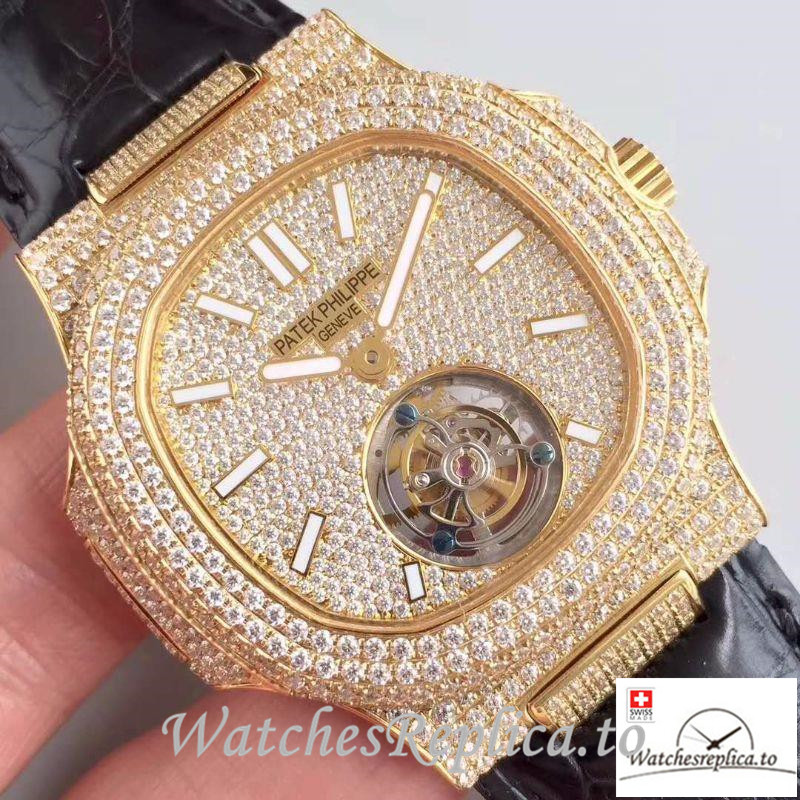 Swiss Patek Philippe Nautilus Jumbo Replica 5711 Black Strap 40MM - WatchesReplica.is