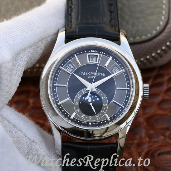 Patek Philippe Replica Complications 5205G Leather strap 40MM - WatchesReplica.is