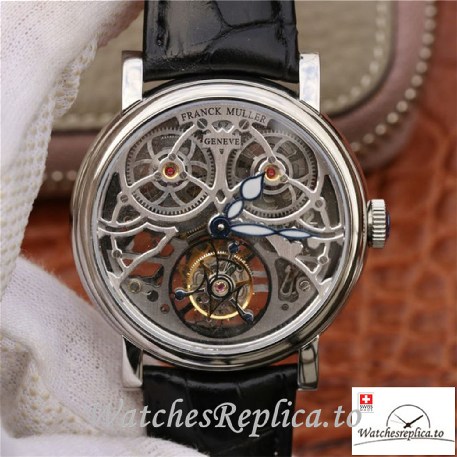Swiss Franck Muller Giga Tourbillon Replica 7048 T G SQT BR Black Strap 43.6 MM - WatchesReplica.is