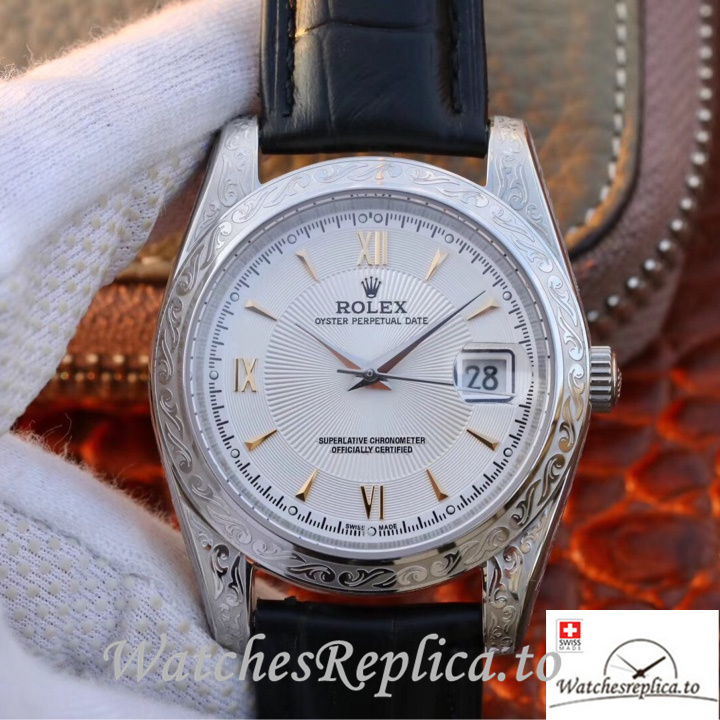 Swiss Rolex Oyster Perpetual Replica Leather strap 40MM - WatchesReplica.is