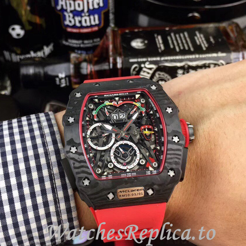 Richard Mille Replica RM011 Rubber strap 50MM - WatchesReplica.is