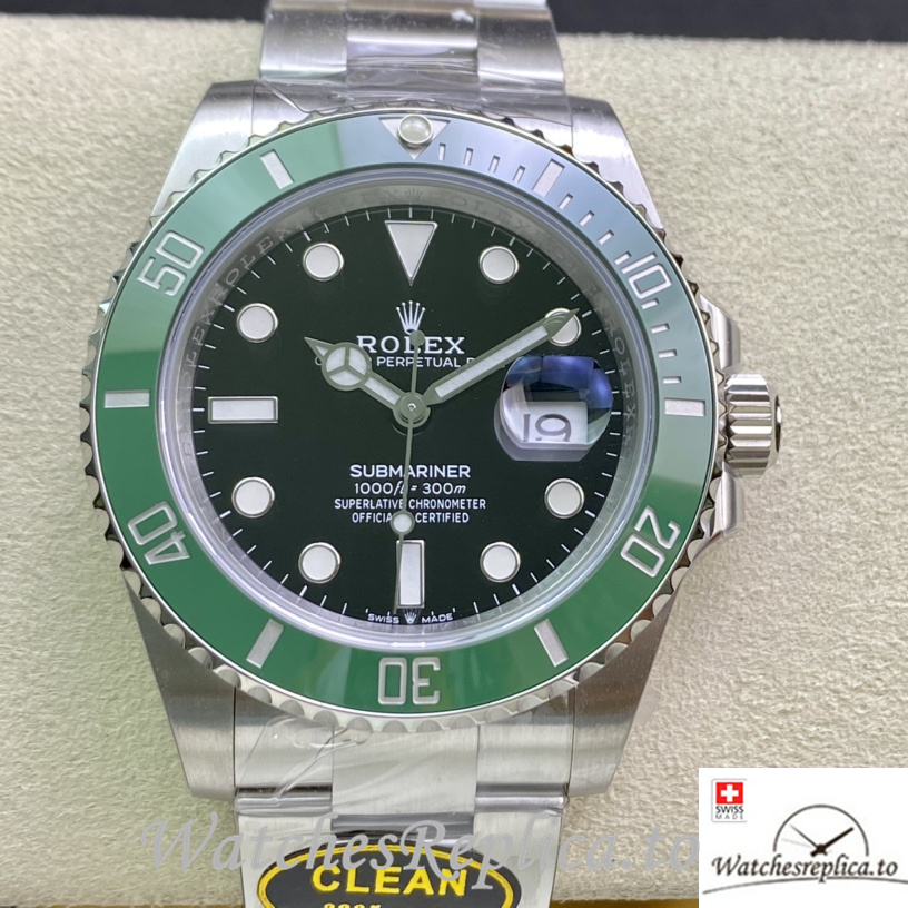 Swiss Rolex Submariner Replica 126610 Stainless steel strap 41MM Green Case - WatchesReplica.is