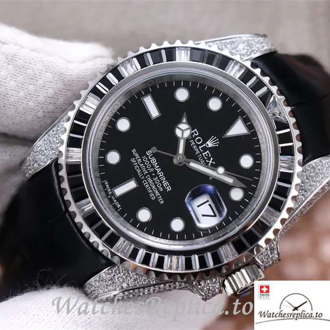 Swiss Rolex Submariner Replica 116610LV Leather strap 40MM - WatchesReplica.is