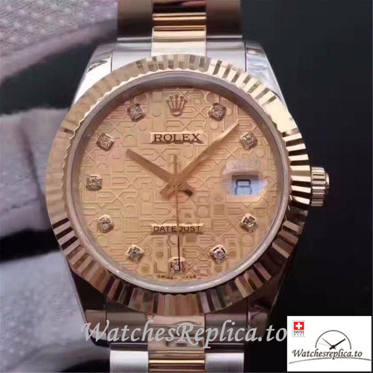 Swiss Rolex Datejust 126333 007 Rose Gold Dial 41MM - WatchesReplica.is