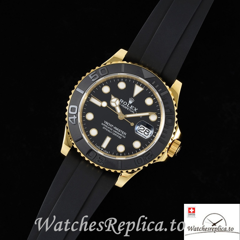 Swiss Rolex Yacht Master 226658 Replica Rubber strap 42MM Yellow Gold Case - WatchesReplica.is