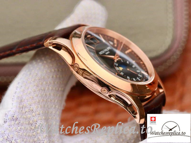 Swiss Patek Philippe Grand Complications Annual Calendar Replica 5205G-001 Brown Strap 40MM - WatchesReplica.is