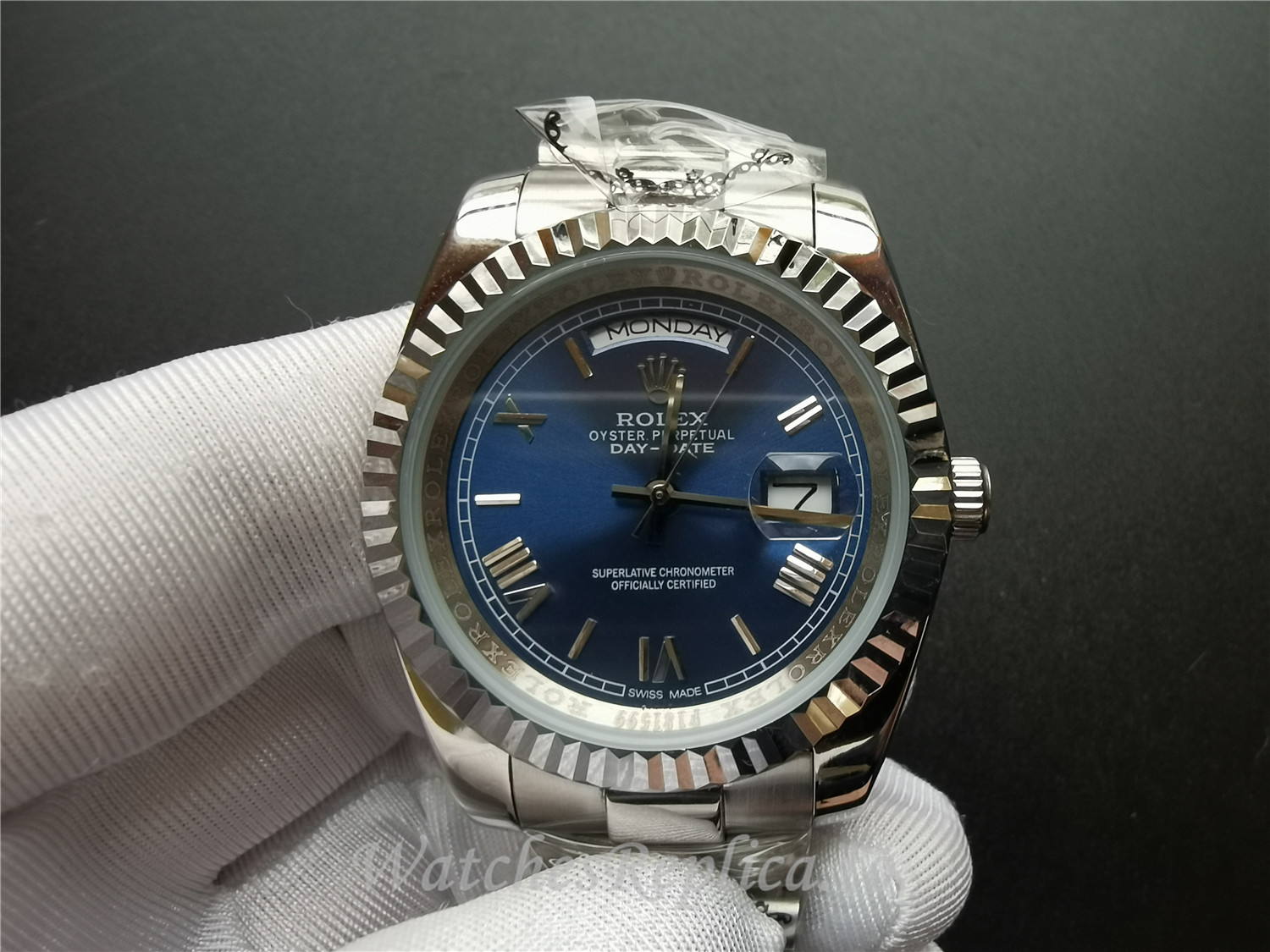 Swiss Rolex Day Date Replica 228239 001 Stainless Steel Bezel 40MM - WatchesReplica.is
