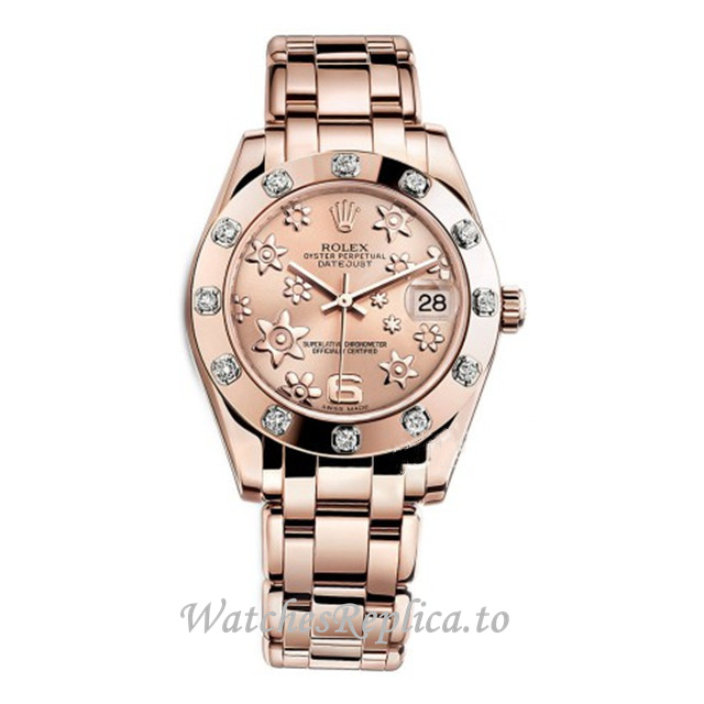 Replica Rolex Pearlmaster m81315-0020 34MM Rose Gold strap Ladies Watch - WatchesReplica.is