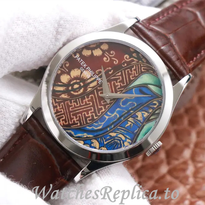 Patek Philippe Replica Calatrava 5077P-103 Leather strap 38.6MM - WatchesReplica.is