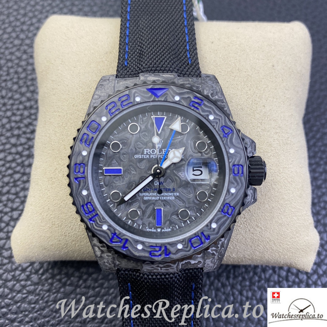 Swiss Rolex GMT Master Electro Carbon Carbon fiber strap 40MM - WatchesReplica.is