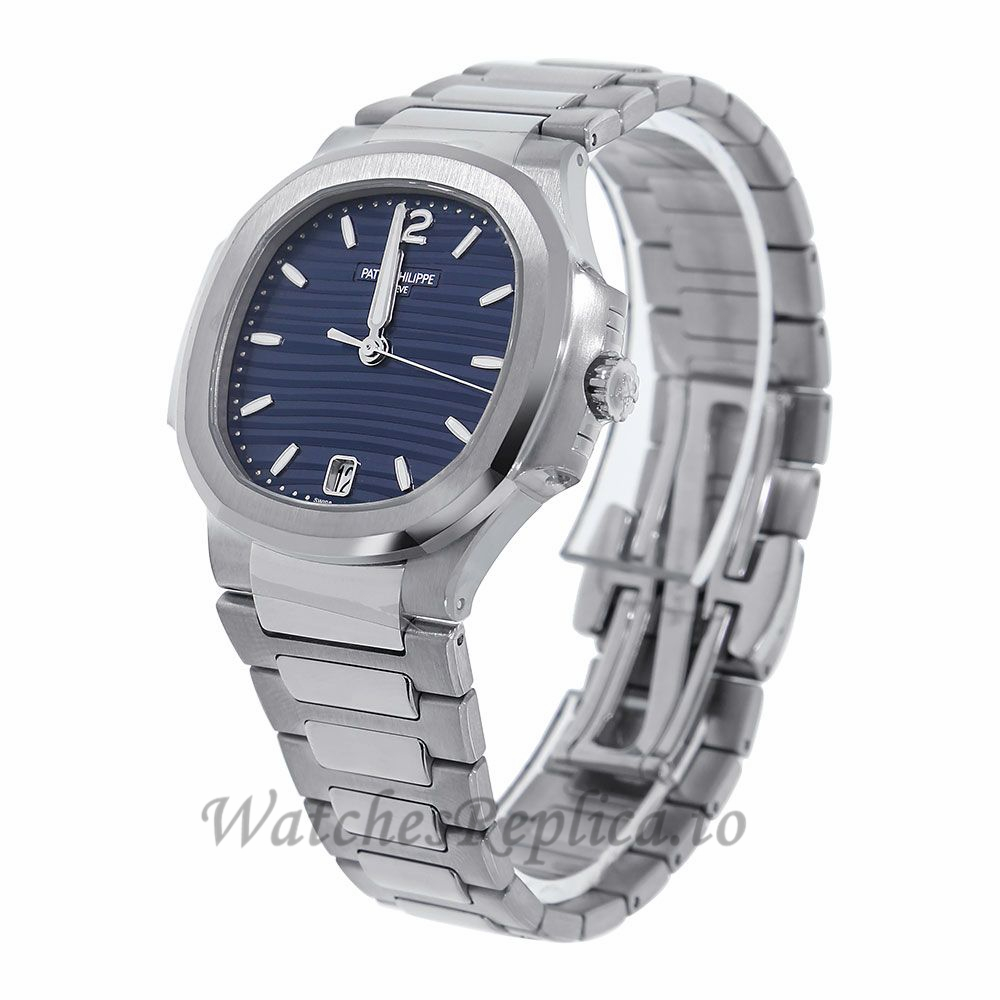 Patek Philippe Replica Nautilus Stainless Steel Blue Dial 35MM Watch 71181A001 - WatchesReplica.is