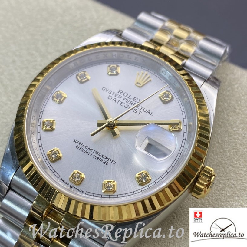 Swiss Rolex Datejust Replica 126233 Stainless steel strap 36MM Silver Dial - WatchesReplica.is