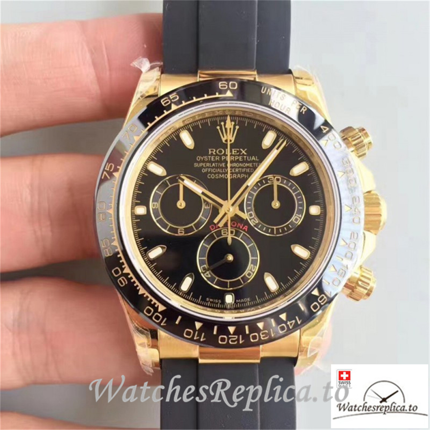 Swiss Rolex Daytona Cosmograph Replica 116518LN 002 Black Rubber Strap 40MM - WatchesReplica.is