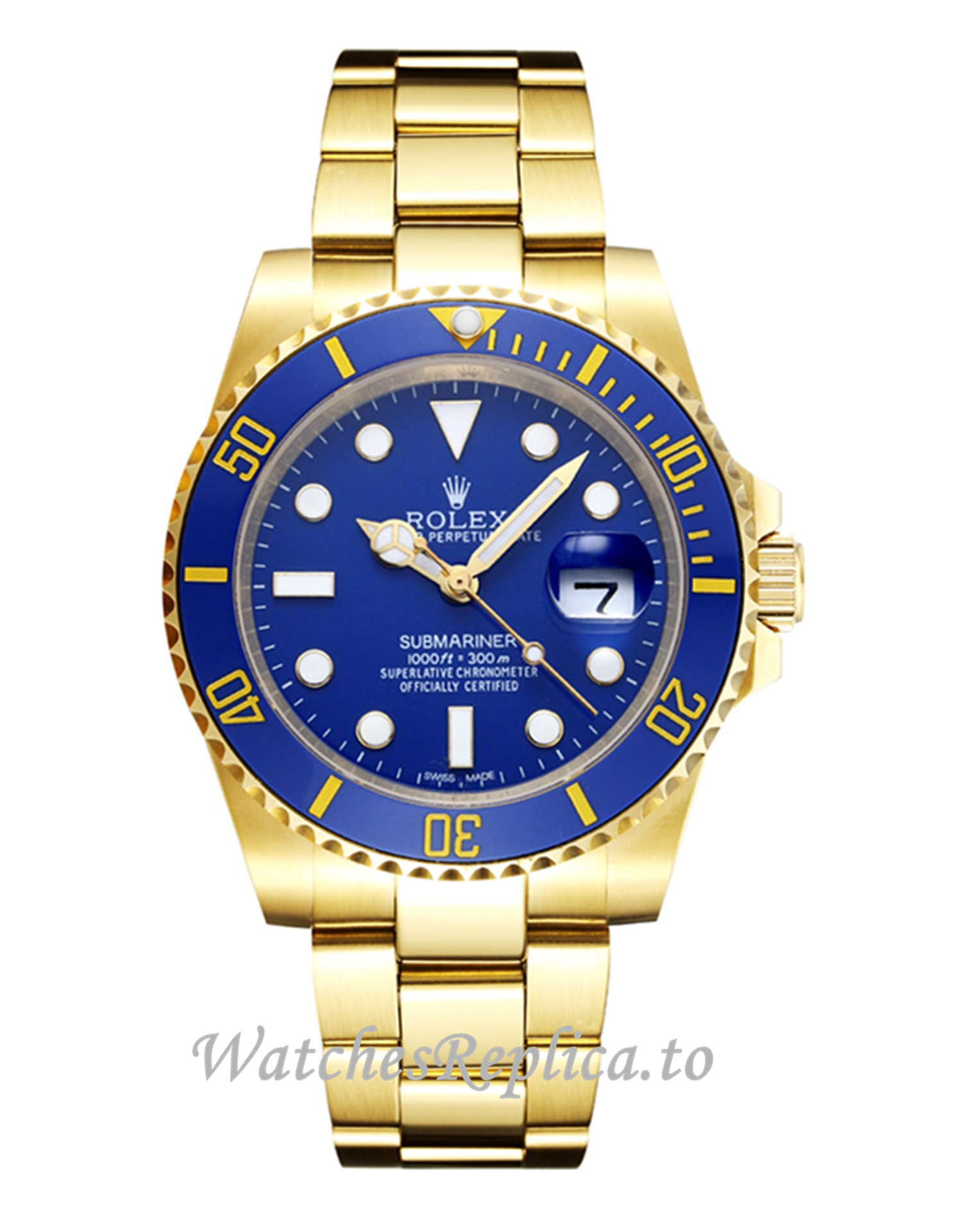 Swiss Rolex Submariner Replica Blue Dial 16618 - WatchesReplica.is