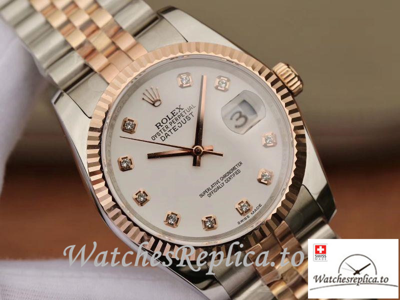 Swiss rolex Datejust Replica 69173 Rose gold Bezel 36MM - WatchesReplica.is