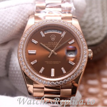 Swiss Rolex Day Date Replica 228345 Rose Gold strap 40MM - WatchesReplica.is