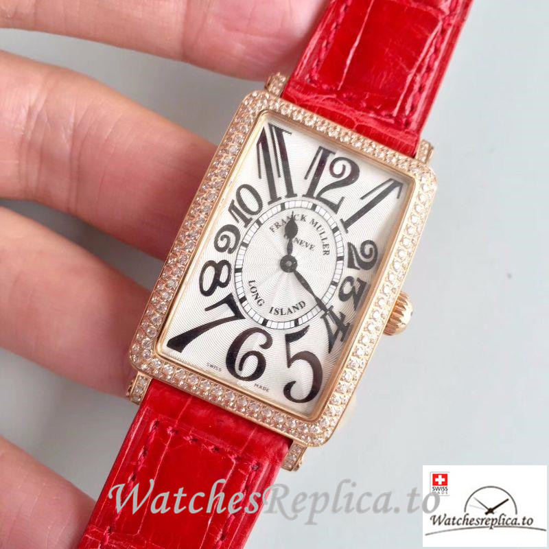 Swiss Franck Muller Long Island Ladies Replica 952 QZ D CD Red Strap 36.5MM×26MM - WatchesReplica.is