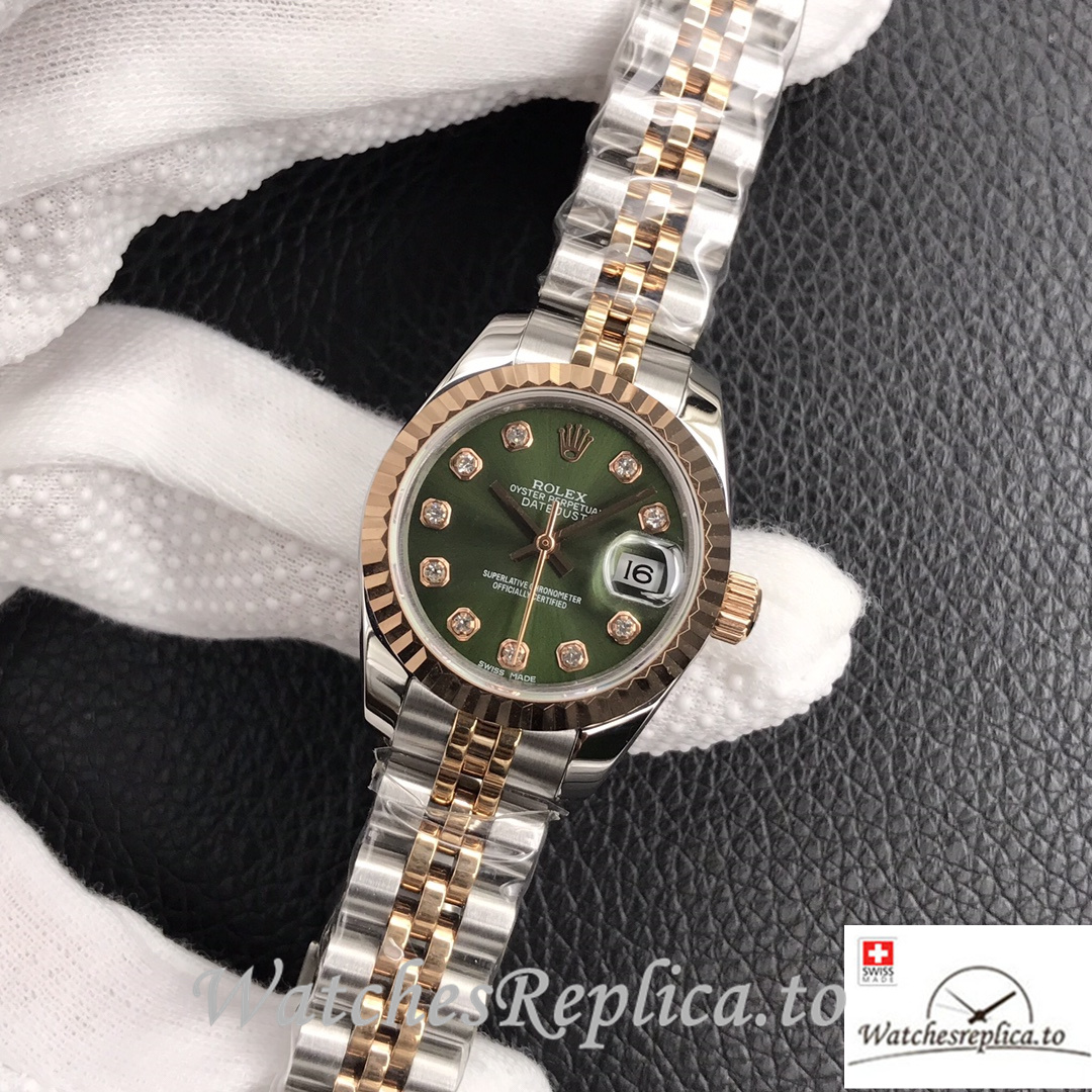Swiss Rolex Datejust Replica 279174 Stainless steel strap 28MM Green Dial - WatchesReplica.is