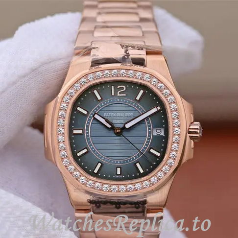 Patek Philippe Replica Nautilus 7011 Rose Gold strap 32MM - WatchesReplica.is