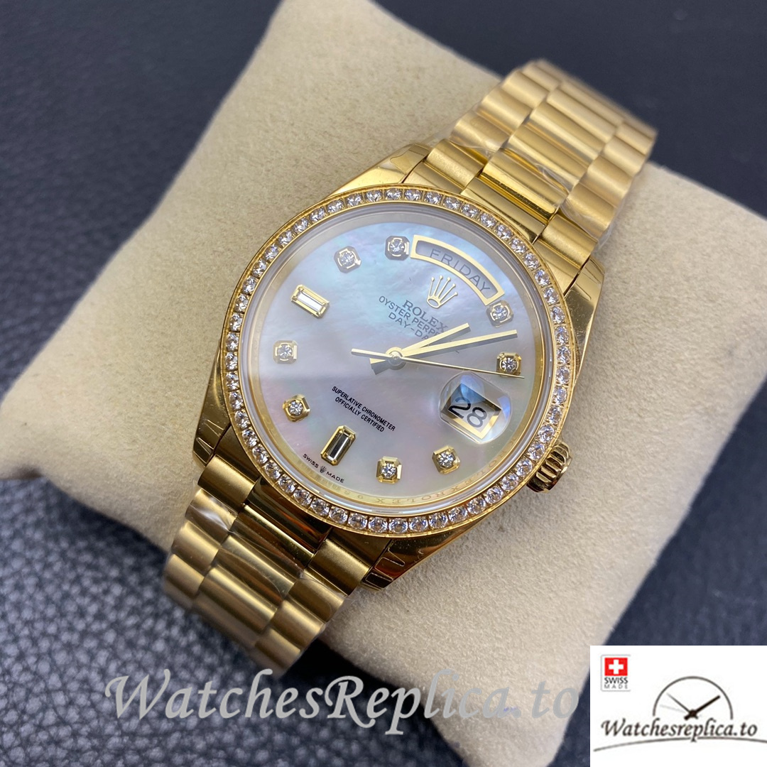 Swiss Rolex Datejust Replica 126233 Yellow Gold strap 36MM - WatchesReplica.is