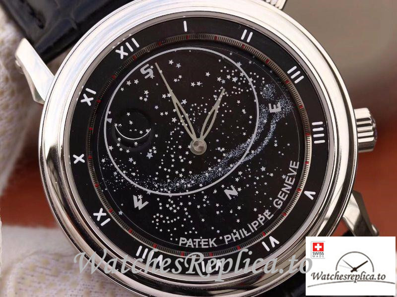 Swiss Patek Philippe Grand Complications Sky Moon Celestial Replica 5102G Black Strap 43MM - WatchesReplica.is