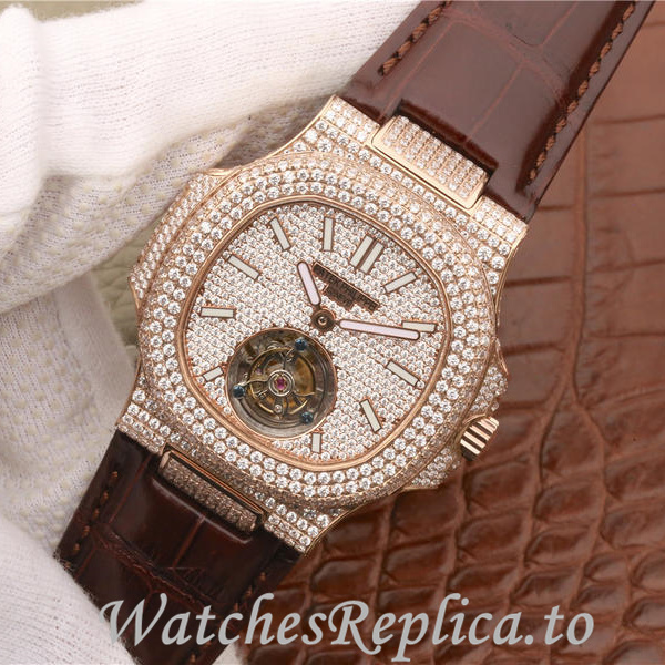 Patek Philippe Replica Nautilus Leather strap 40MM - WatchesReplica.is